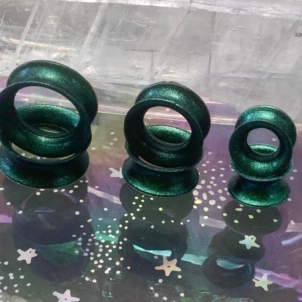 Malachite Alien Skinz Dark Phthalo Green Emerald Silicone Ear Plugs Tunnels Gauge Eyelet 6g 4g 2g 0g 00g 1/2" 9/16" 5/8" 11/16" 3/4" 7/8" 1"