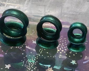 Malachite Alien Skinz Dark Phthalo Green Emerald Silicone Ear Plugs Tunnels Gauge Eyelet 6g 4g 2g 0g 00g 1/2" 9/16" 5/8" 11/16" 3/4" 7/8" 1"