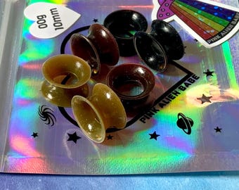 3 Pairs! “Dark Neutrals” Alien Skinz Silicone Tunnels Set Medium Dark Brown Black Skintone Ear Plugs Gauges Three Pack 6g 4g 2g 0g 00g 1"