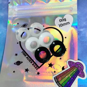 3 Pairs! “Monochrome Neutrals” Alien Skinz Silicone Tunnels Set Clear White Black Transparent Ear Plugs Gauges Three Pack 6g 4g 2g 0g 00g 1&quot;