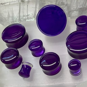 Grape Jello Purple Transparent Acrylic Saddle Ear Plugs Gauges Tunnels Plug Pair 0g 00g 1/2" 9/16" 5/8" 3/4" 7/8" 1" 28mm 30mm PINK ALIEN