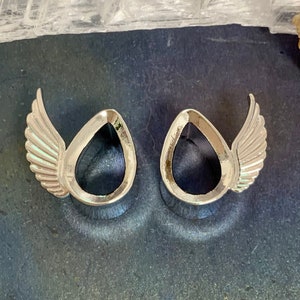 Bright Hermes Silver Winged Teardrop Brass Ear Plugs Gauges Tunnels Pair Wing Tear Drop Earrings 2g 0g 00g 1/2" 9/16" 5/8" PINK ALIEN BABE