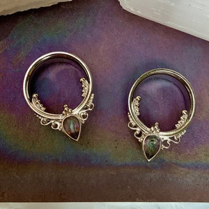 Athena Filigree Ear Plugs Steel Double Flare Teardrop Gem Wedding Gauges Tunnels Earrings 0g 00g 1/2&quot; 9/16&quot; 5/8&quot; 11/16&quot; 7/8&quot; 1&quot; ALIEN BABE