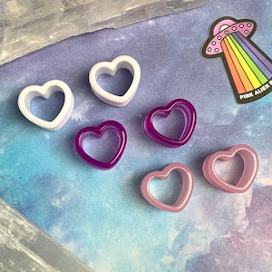 3 Pairs! “True Self Love in the Day” Hearts Set Ear Plugs Gauges Pink White Heart Shaped Tunnels Three Pack 4g 2g 0g 00g 1/2” 9/16” 5/8” 3/4