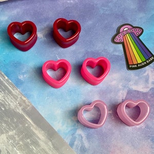 3 Pairs! “True Romantic Love is Universal” Hearts Set Ear Plugs Gauges Pink Heart Shaped Tunnels Three Pack 6g 4g 2g 0g 00g 1/2” 9/16” 5/8”