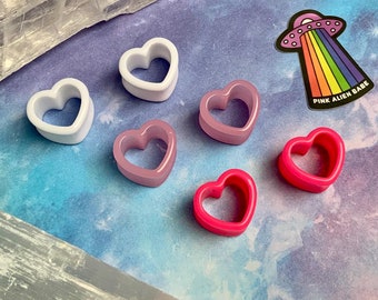 3 Pairs! “True Universal Love Today” Hearts Set Ear Plugs Gauges Pink Heart Shaped Tunnels Three Pack Gift 4g 2g 0g 00g 1/2” 9/16” 5/8” 3/4”