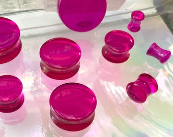 Up to 2" Pitaya Jello Pink Berry Transparent Acrylic  Ear Plugs Gauges Extra Big Plugs 2g 0g 00g 1/2" 9/16" 5/8" 7/8" 1" 30mm 40mm 50mm
