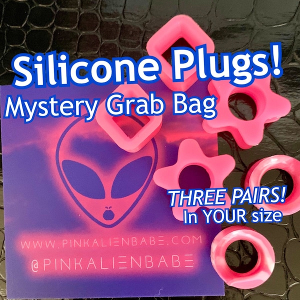 Silicone Plugs & Tunnels Grab Bag In Your Size! Mystery Box Gift Swag Ear Gauges 1" 7/8" 3/4" 11/16" 5/8" 9/16" 1/2" 00g 0g 2g 4g 6g