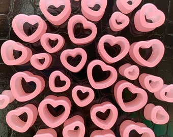 True Love Pastel Pink Heart Shaped Ear Plugs Gauges Tunnels Hearts Blush Baby Light Pink 6g 4g 2g 0g 00g 1/2" 9/16" 5/8" 11/16" 3/4" ALIEN