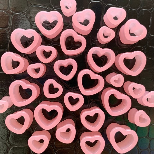 True Love Pastel Pink Heart Shaped Ear Plugs Gauges Tunnels Hearts Blush Baby Light Pink 6g 4g 2g 0g 00g 1/2" 9/16" 5/8" 11/16" 3/4" ALIEN