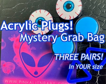 5 Pair Grab Bag Plugs Tunnels Tapers Gauges in Steel Silicone Acrylic ear