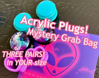Acrylic Plugs & Tunnels Grab Bag In Your Size Mystery Box Gift Ear Gauges 3/4" 11/16" 5/8" 9/16" 1/2" 00g 0g 2g 4g 6g 8g 10g 12g 14g