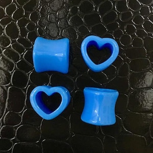 Water Love Blue Hearts Heart Shaped Ear Plugs Gauges Tunnels 8g 6g 4g 2g 0g 00g 1/2" 9/'16" 5/8" 11/16" 3/4" 7/8" 1" by PINK ALIEN BABE