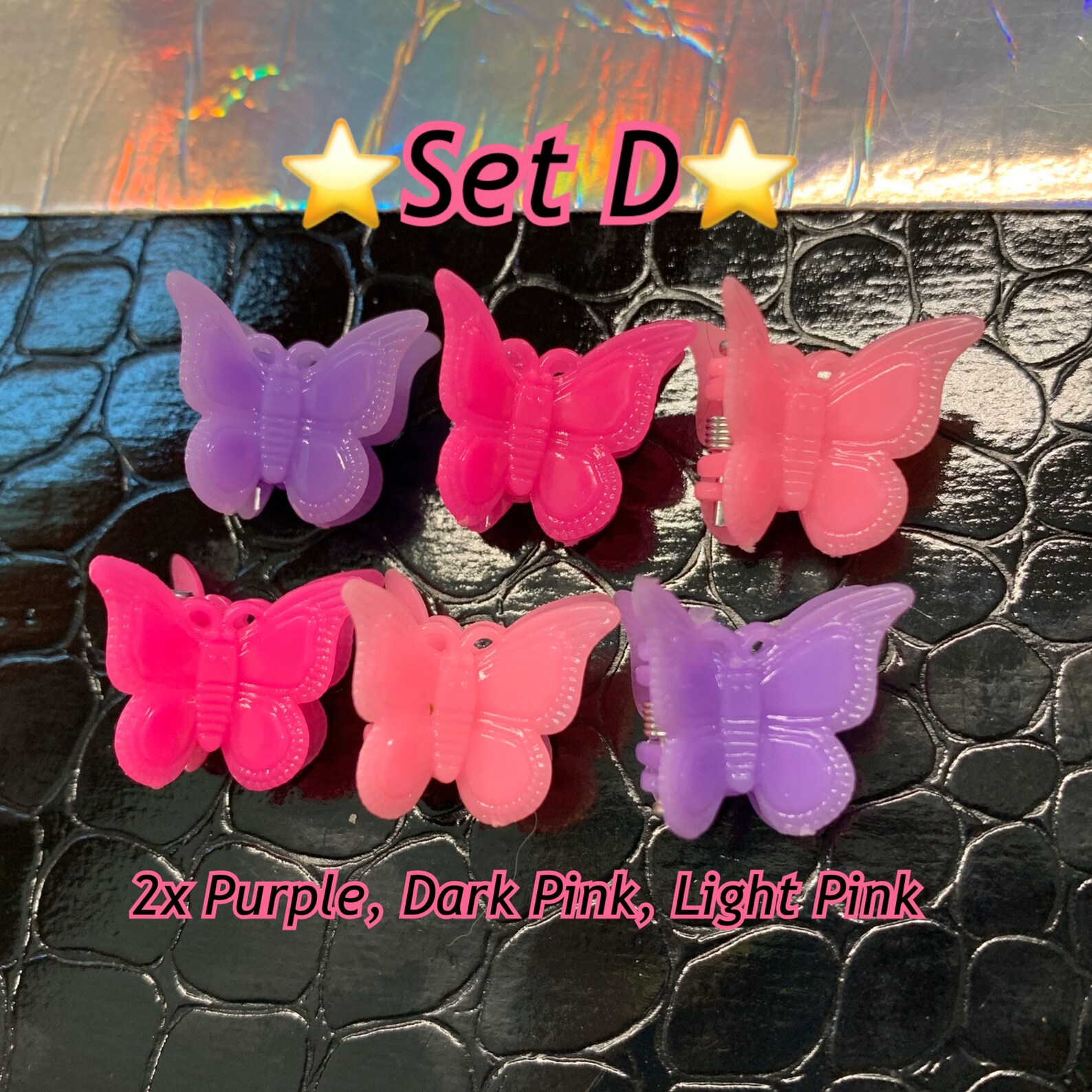 Rainbow Butterfly Hair Clips Set of 6 or 8 90s Hairclips Etsy