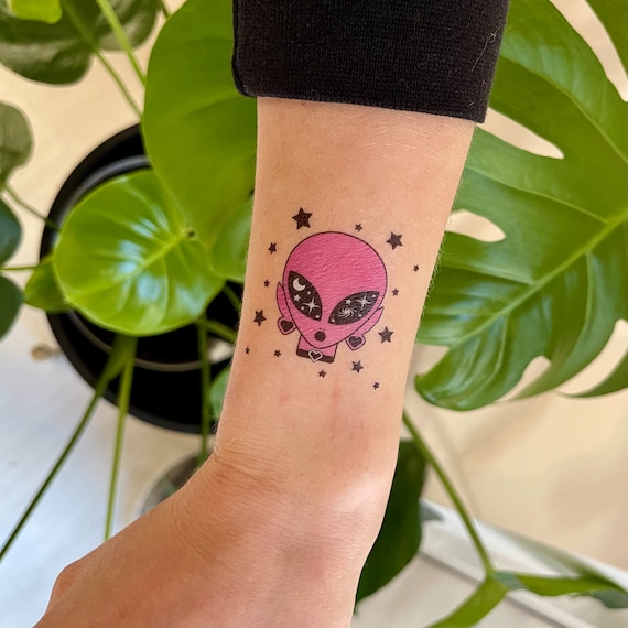 TATTOO PACK Five Piece Pink Alien Babe 2x2 Temporary Tattoos | Etsy