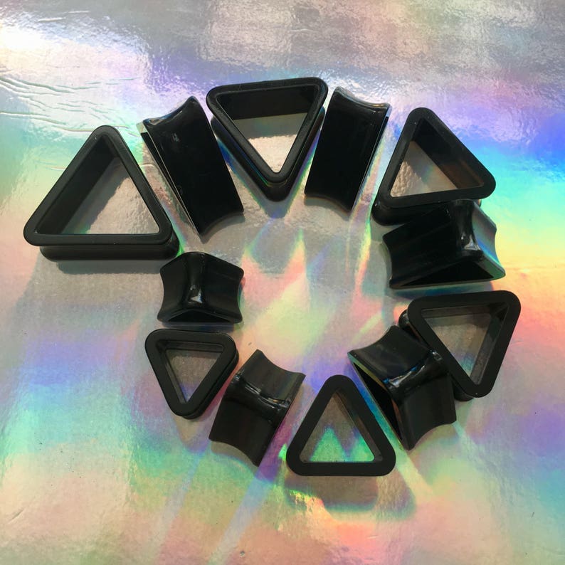 Black Acrylic Triangle Shaped Ear Plugs Tunnels Gauges Pair Etsy