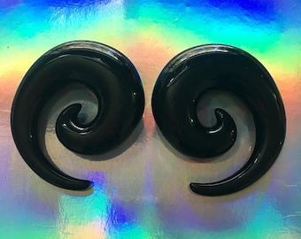 Black Acrylic Spiral Taper Ear Plugs Tunnels Gauges Stretchers 16g 14g 12g 10g 8g 6g 4g 2g 0g 00g 1/2" 9/16" 5/8" 11/16" 3/4" 7/8" 1" Sale