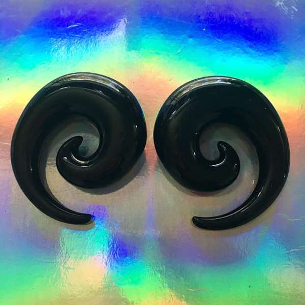 Black Acrylic Spiral Taper Ear Plugs Tunnels Gauges Stretchers 16g 14g 12g 10g 8g 6g 4g 2g 0g 00g 1/2" 9/16" 5/8" 11/16" 3/4" 7/8" 1" Sale