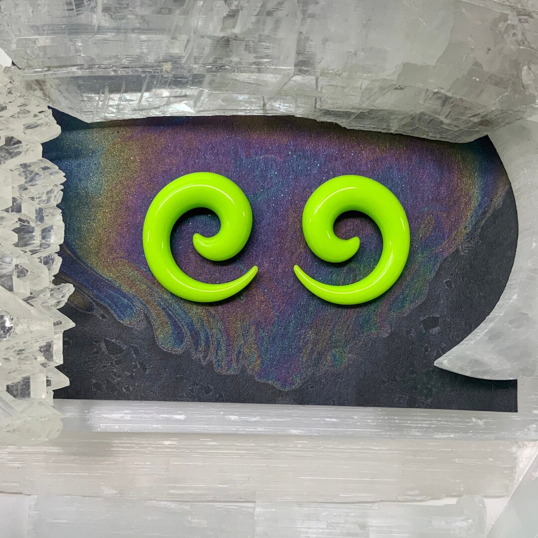 Neon Green Acrylic Spiral Taper Ear Plugs Tunnels Gauges Bright 90s