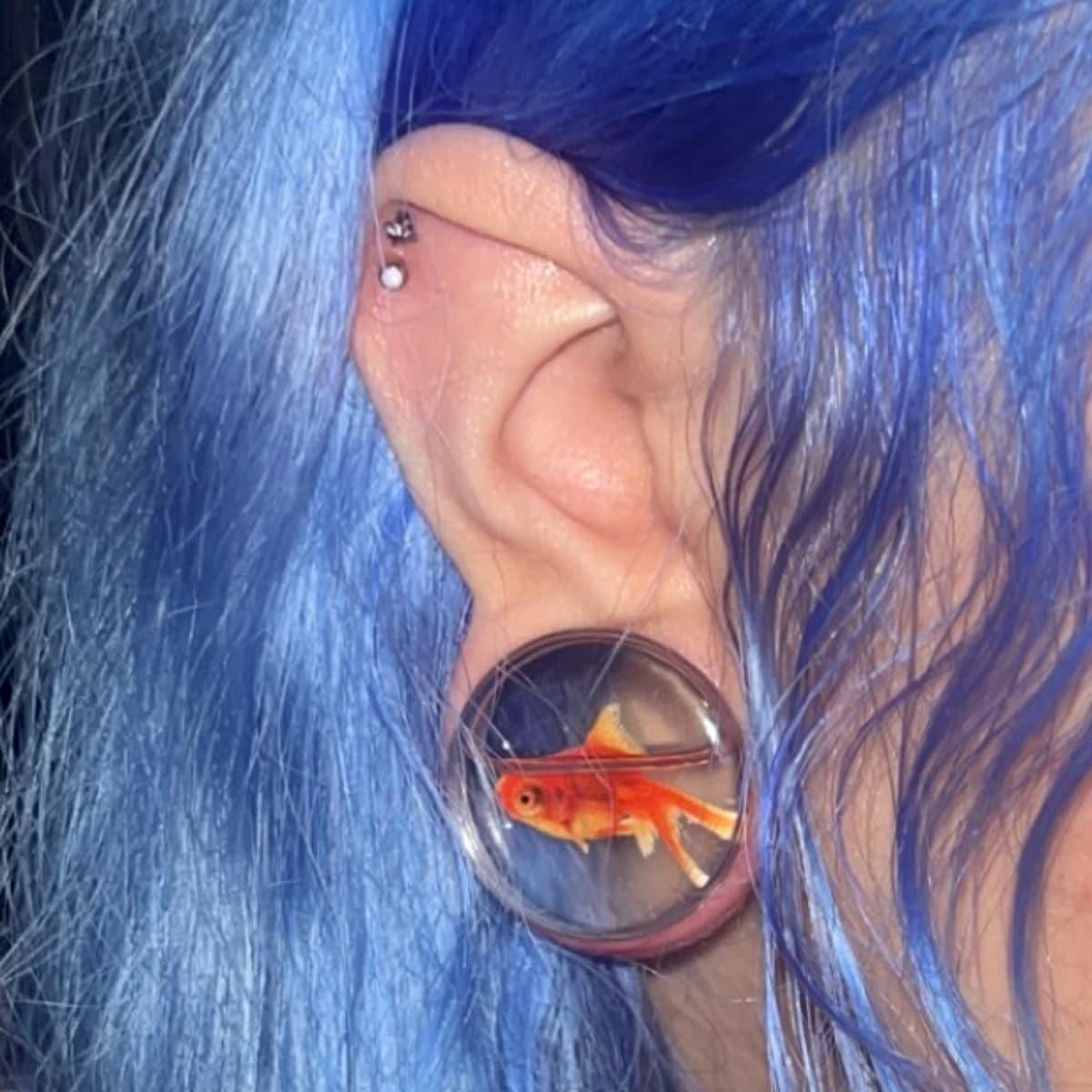 ZS 1 Pair Double Flare Ear Tunnel Plugs Expander Screw Fit Ear Stretching Black Tapers And Plugs Earring Piercing