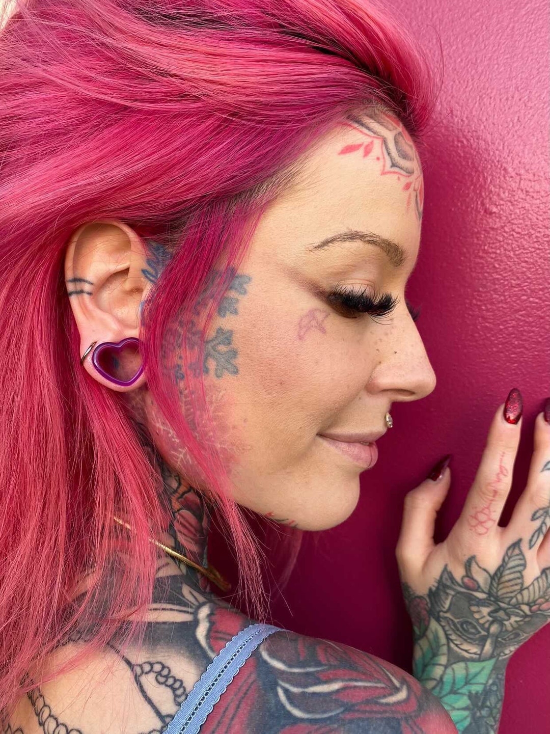 Self Love Pastel Purple Heart Shaped Ear Plugs Gauges Tunnels