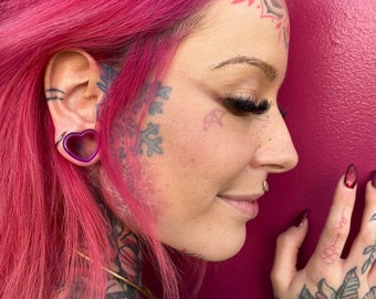 Self Love Pastel Purple Heart Shaped Ear Plugs Gauges Tunnels Hearts Lavender Lilac 6g 4g 2g 0g 00g 1/2" 9/16" 5/8" 11/16" 3/4" ALIEN