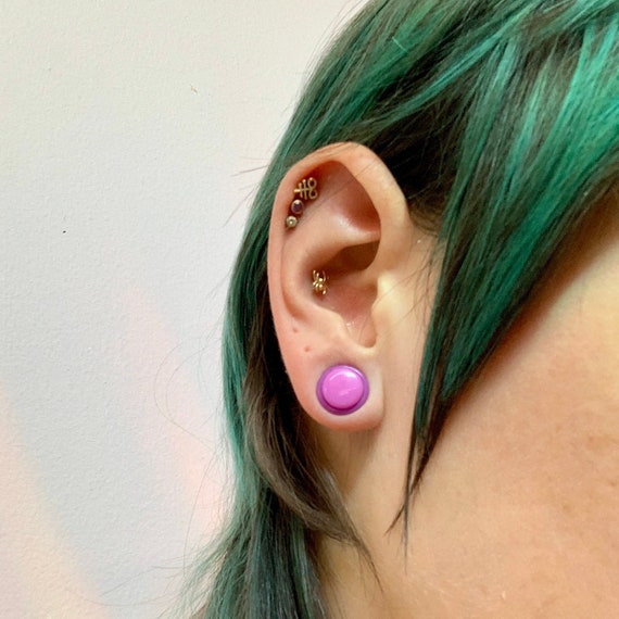 1 Pair Straight Purple Acrylic Tapers Piercings Gauges Ear Plugs Stretchers 6g 