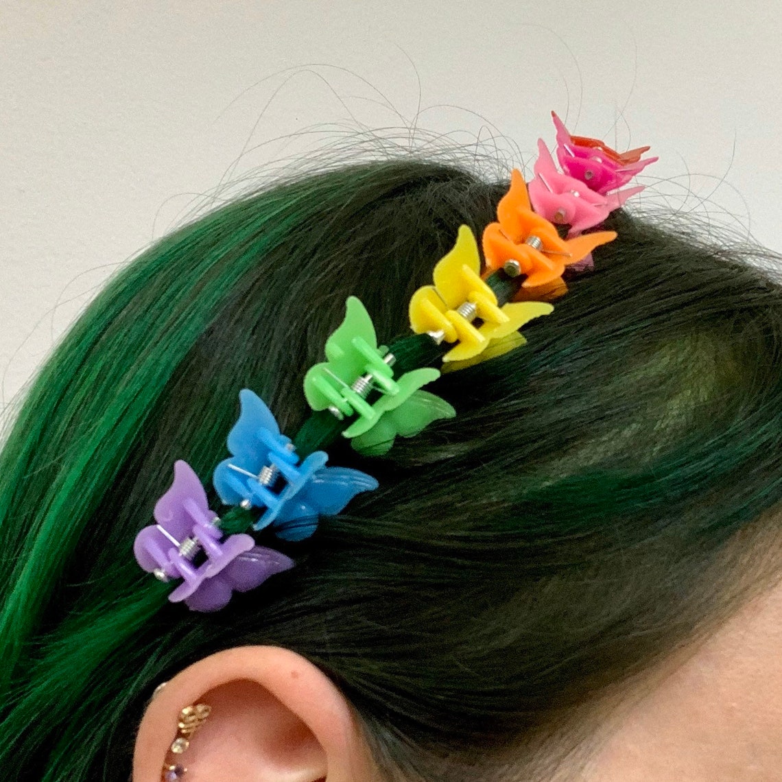 Rainbow Butterfly Hair Clips Set of 6 or 8 90s Hairclips Etsy