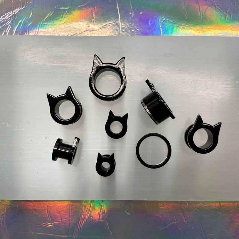 Salem Black Cat Ears Steel Ear Plugs Gauges Tunnels Pair Binx Etsy