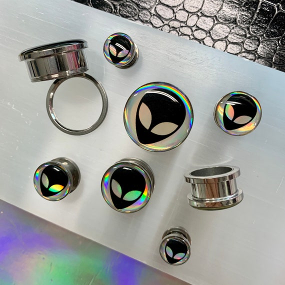 Alien Holo Halloween Ear Plugs Gauges Tunnels Holographic ET Alien