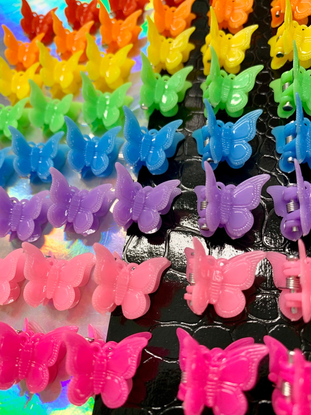 Rainbow Butterfly Hair Clips Set of 6 or 8 90s Hairclips Etsy
