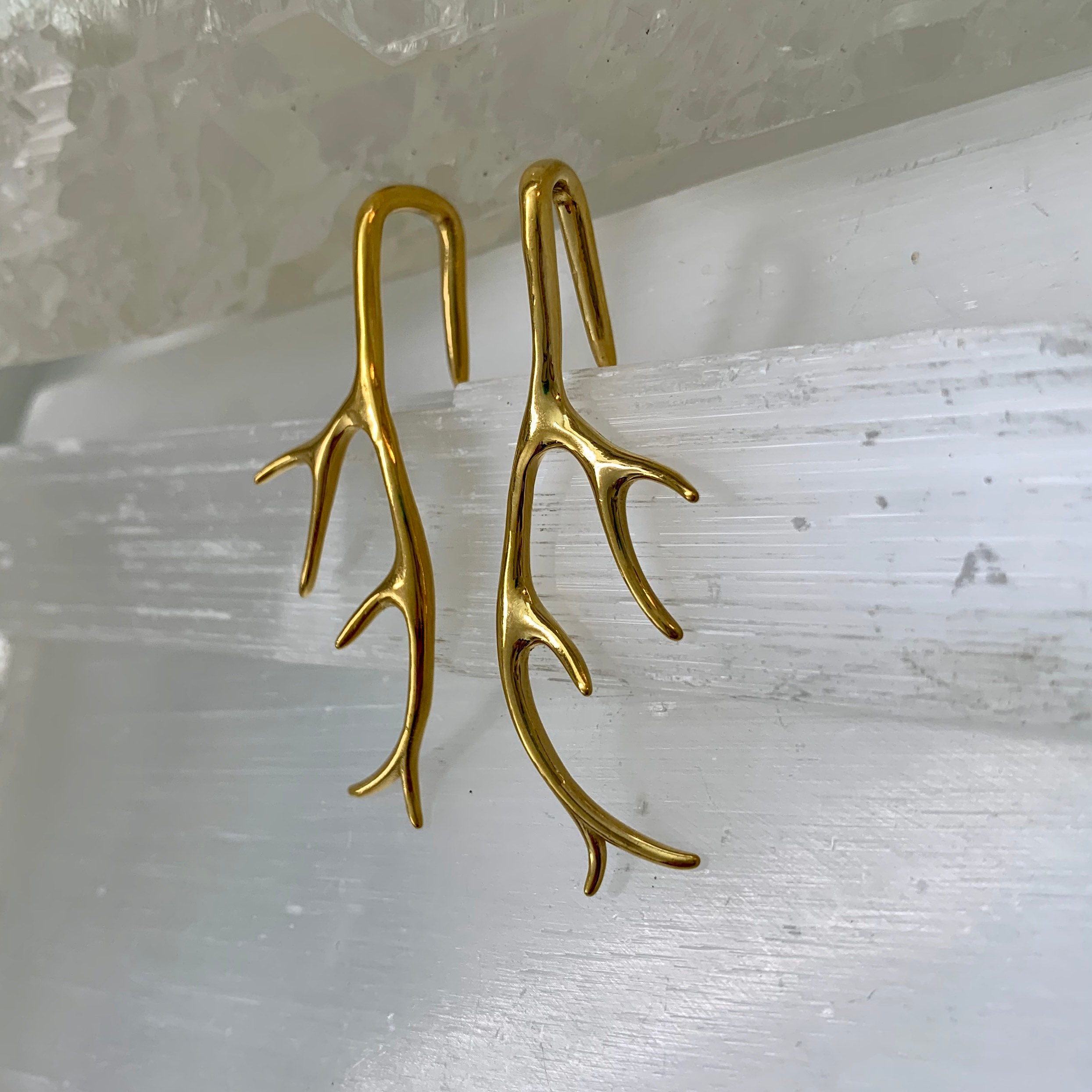 Hammered Gold Moon Earring Hangers (Pair)