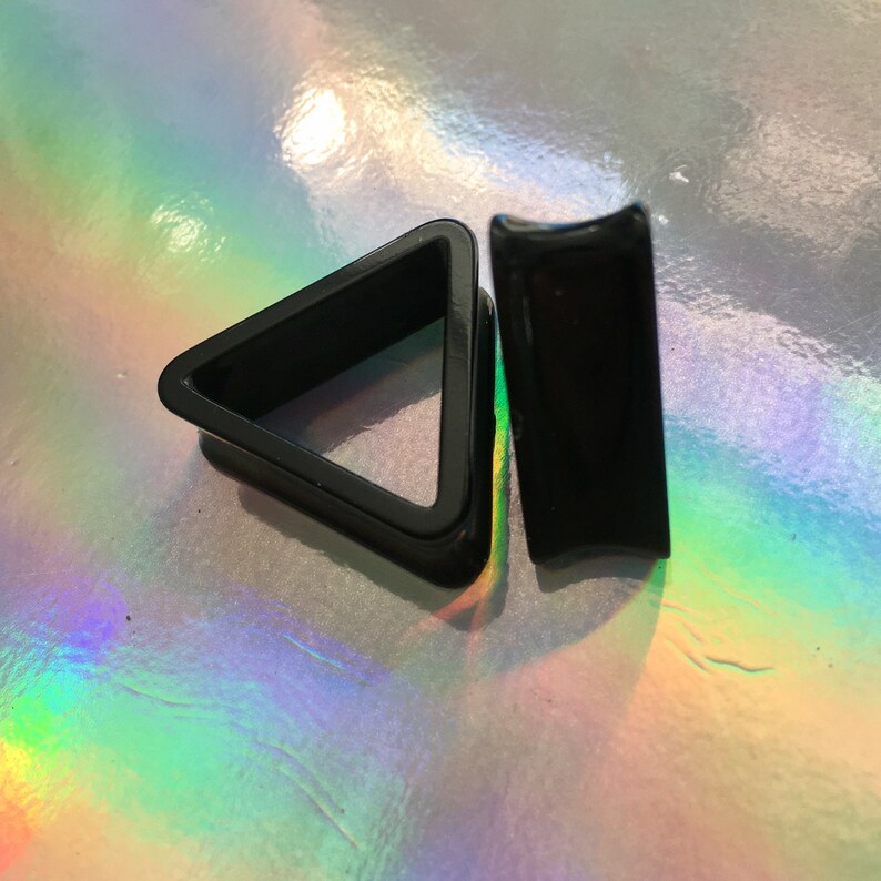 Black Acrylic Triangle Shaped Ear Plugs Tunnels Gauges Pair Etsy