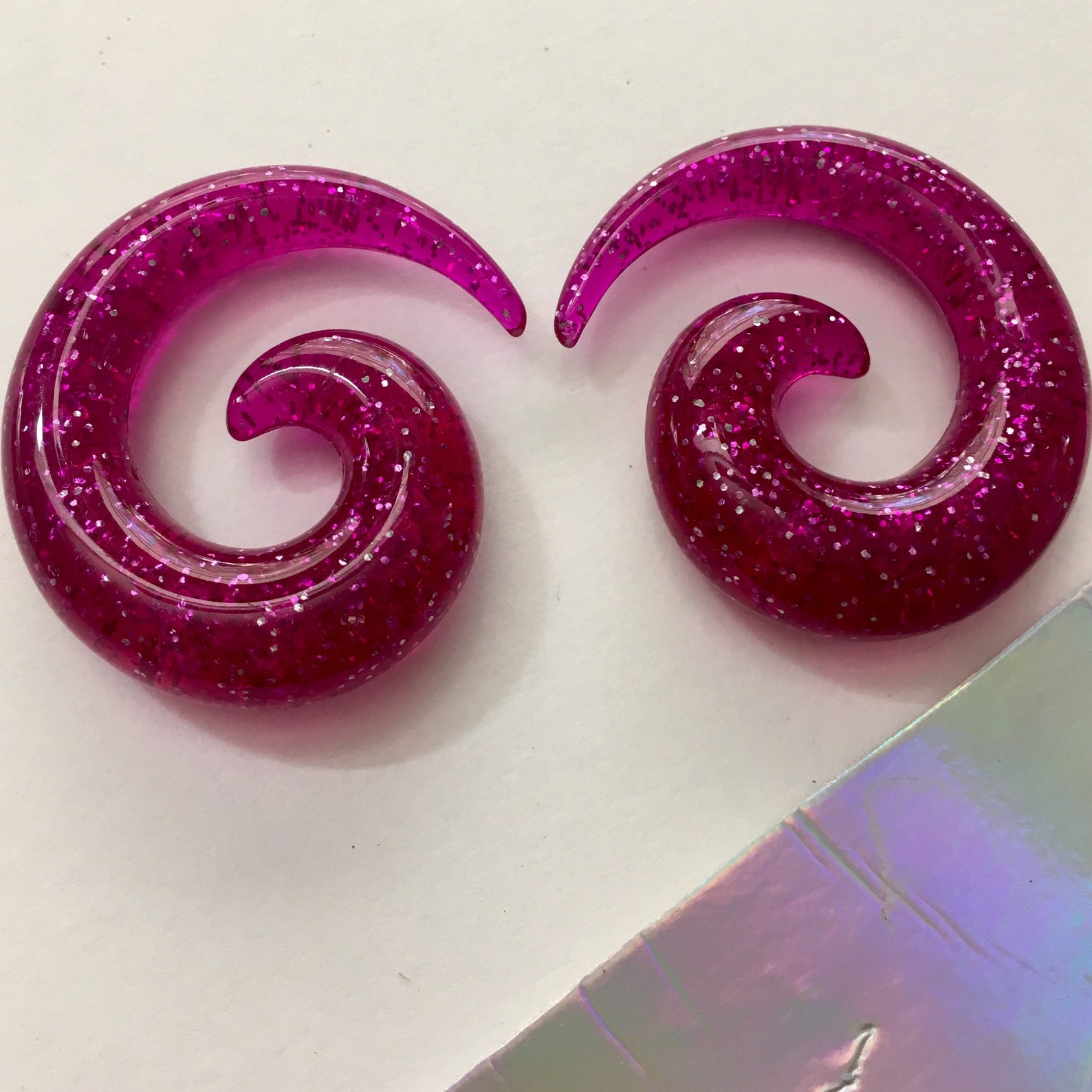 Purple and Silver Glitter Acrylic Spiral Taper Ear Plugs Etsy Canada