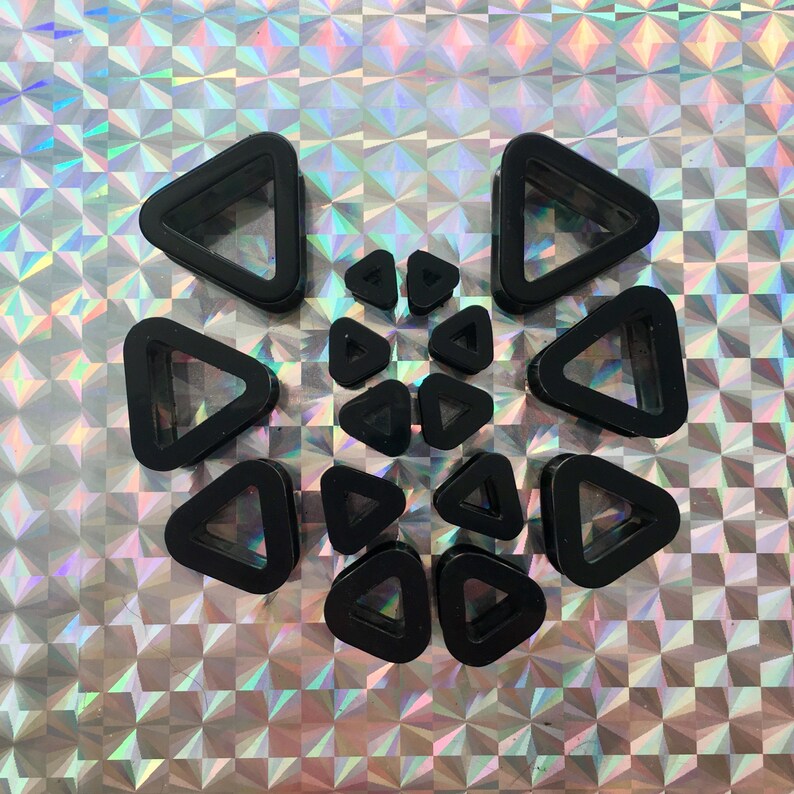 Black Acrylic Triangle Shaped Ear Plugs Tunnels Gauges Pair Etsy