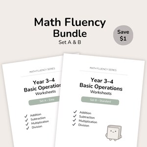 Year 3–4 Basic Operations Worksheets Bundle | Set A + Set B (Printable PDF)
