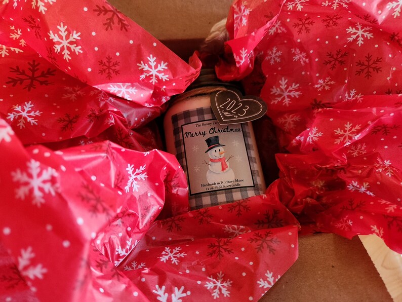 Christmas Soy Candle / Red Barn Decor / Farmhouse Soy Candle / Etsy