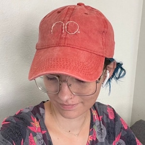 Faded orange no baseball cap Ready to Ship hand embroidered dad hat embroidery