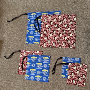 Drawstring Fabric Gift Bags parks and Rec Ron Swanson eggs and bacon