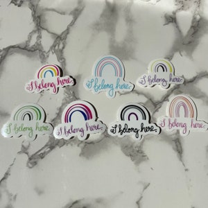 I belong here rainbow stickers 2&quot; asexual aromantic lesbian bisexual transgender nonbinary pansexual