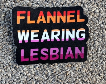 Flannel wearing lesbian 3" Vinyl Stickers LGBTQ pride rainbow sticker lesbian flag
