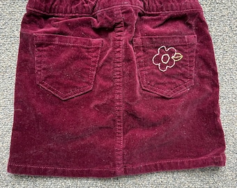 Floral embroidery burgundy corduroy skirt 4/5 XS