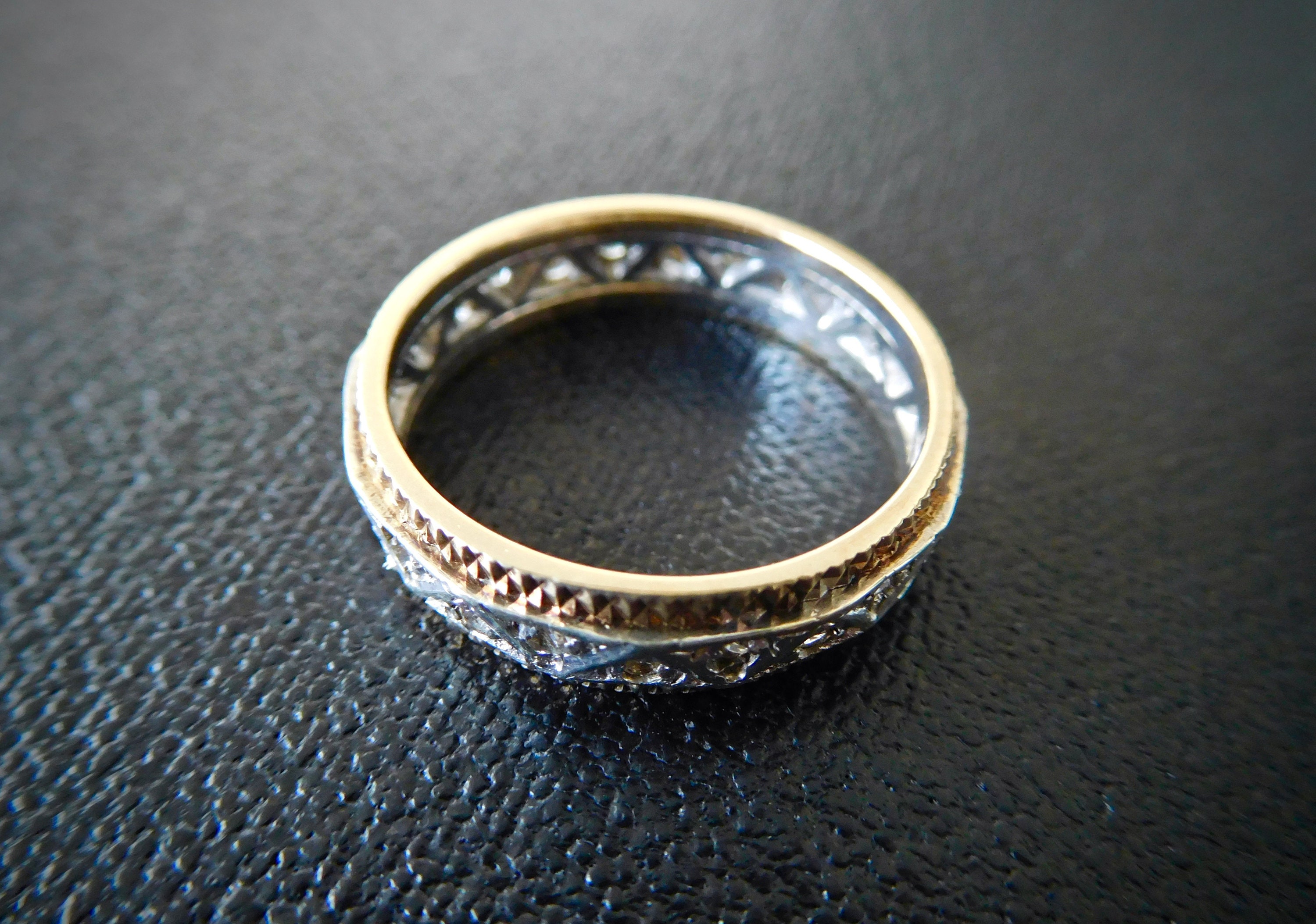 Vintage gold  silver  and paste eternity ring  vintage 