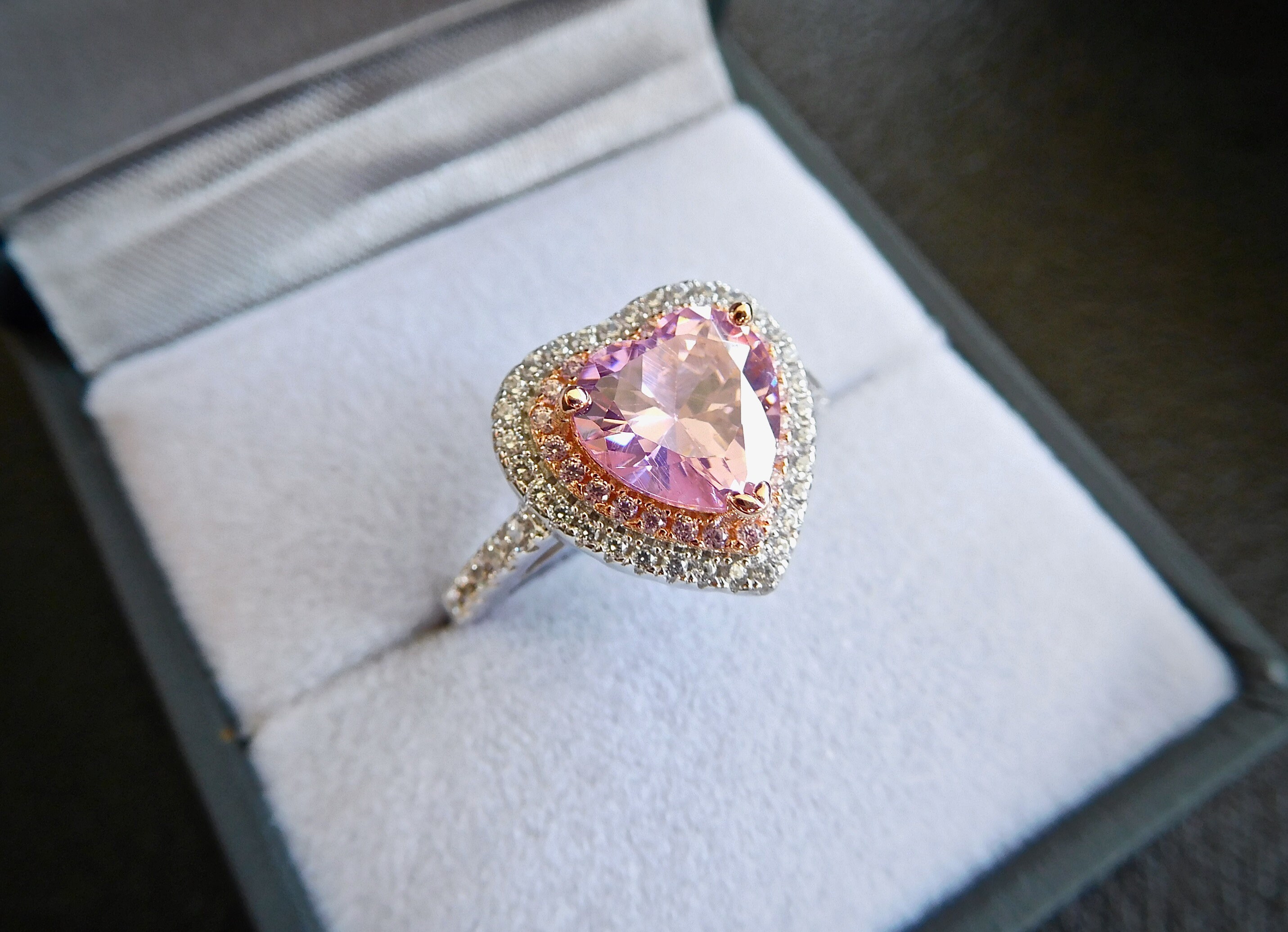 1.25ct Heart Shaped Promise Ring, Man Made Diamond Simulants, 925