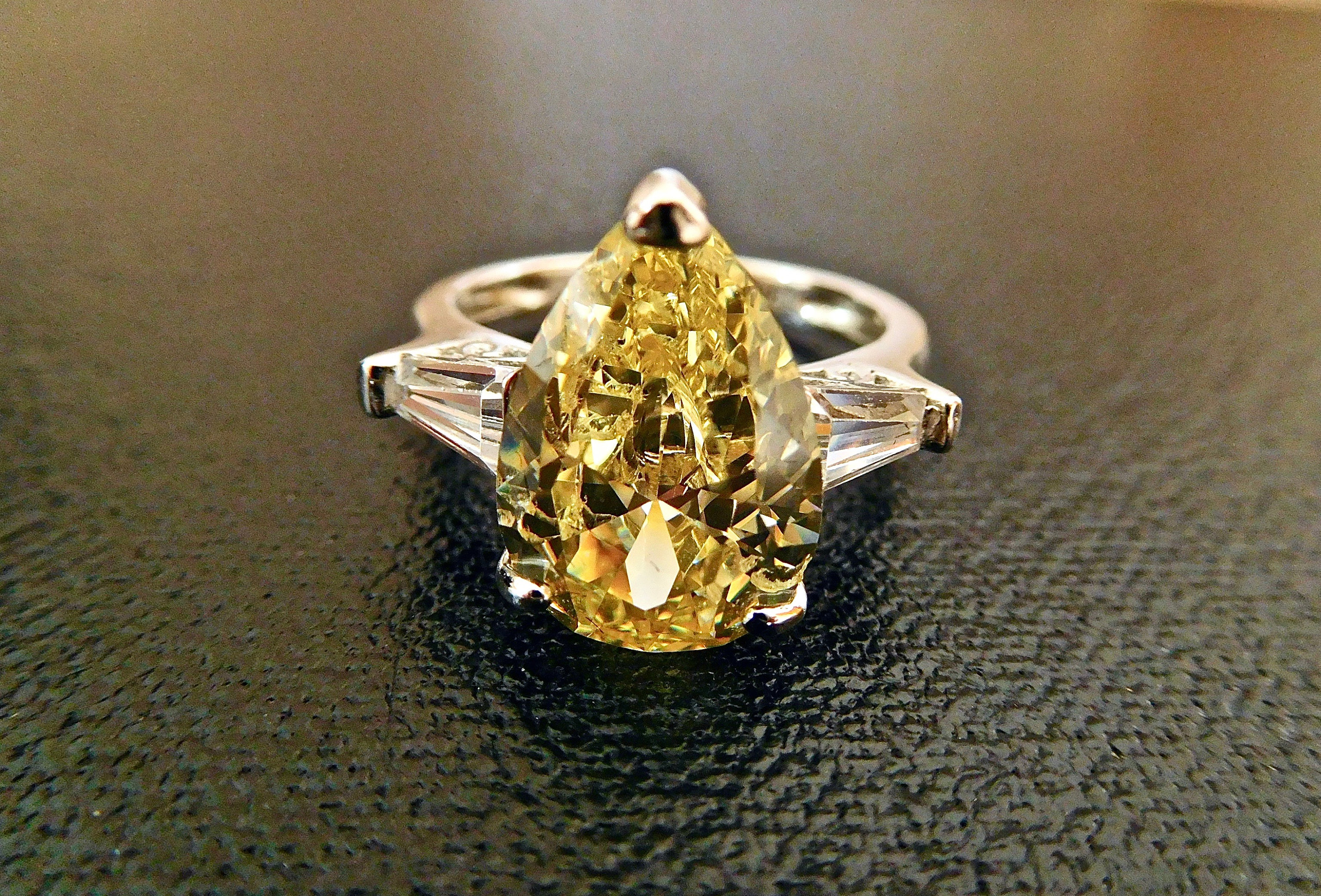 yellow diamond pear engagement ring