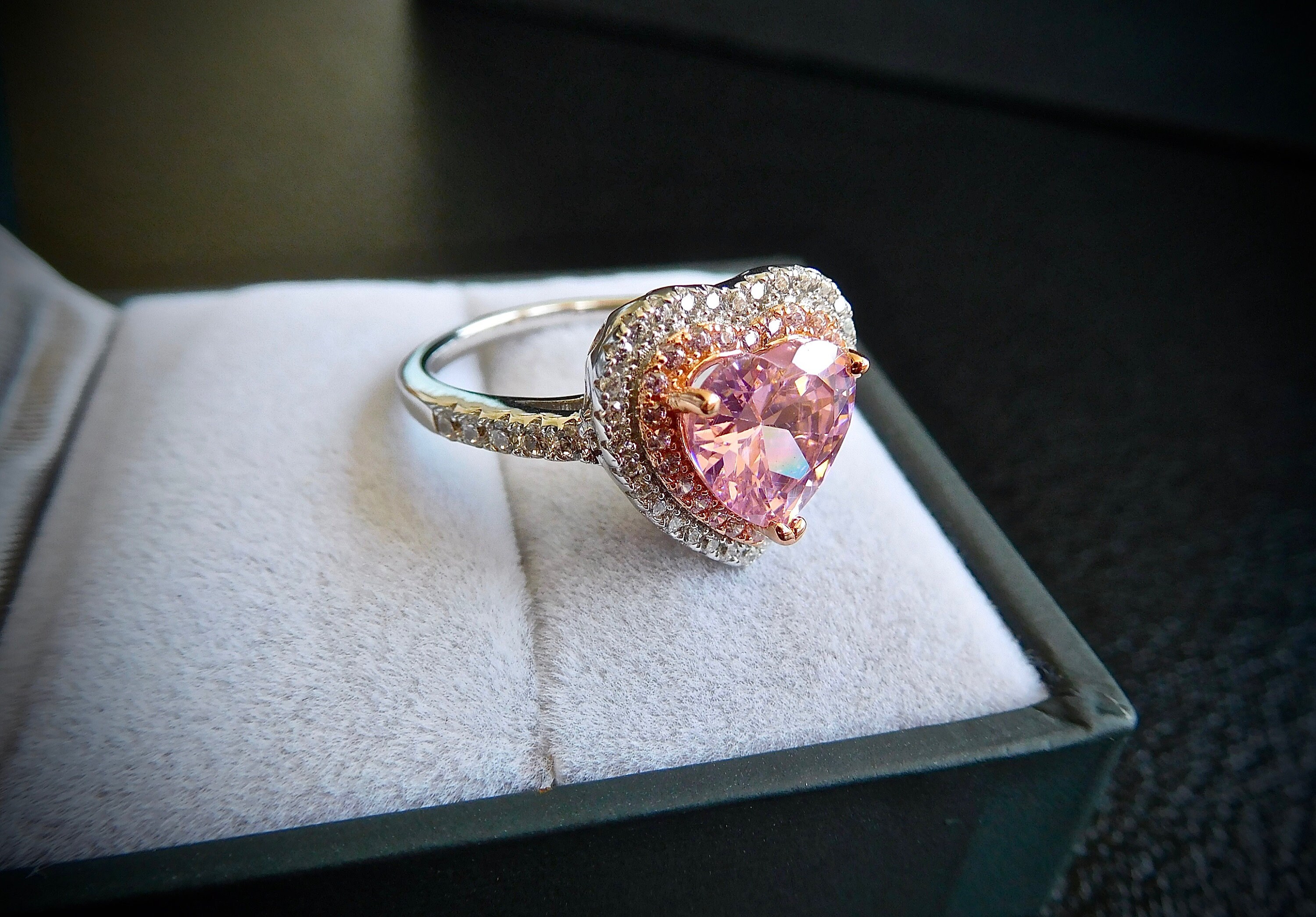 1.25ct Heart Shaped Promise Ring, Man Made Diamond Simulants, 925