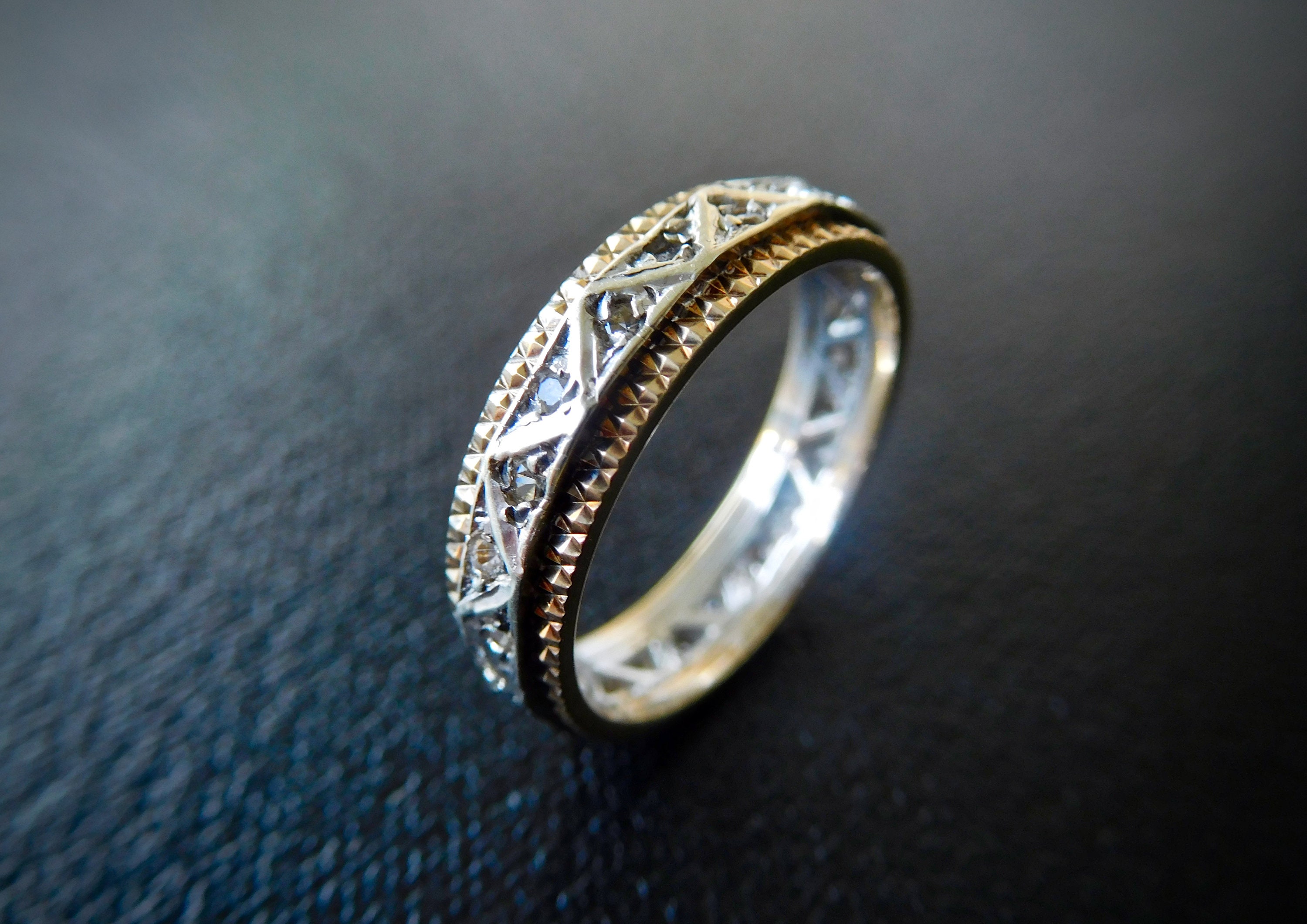 Vintage gold, silver and paste eternity ring, vintage wedding ring