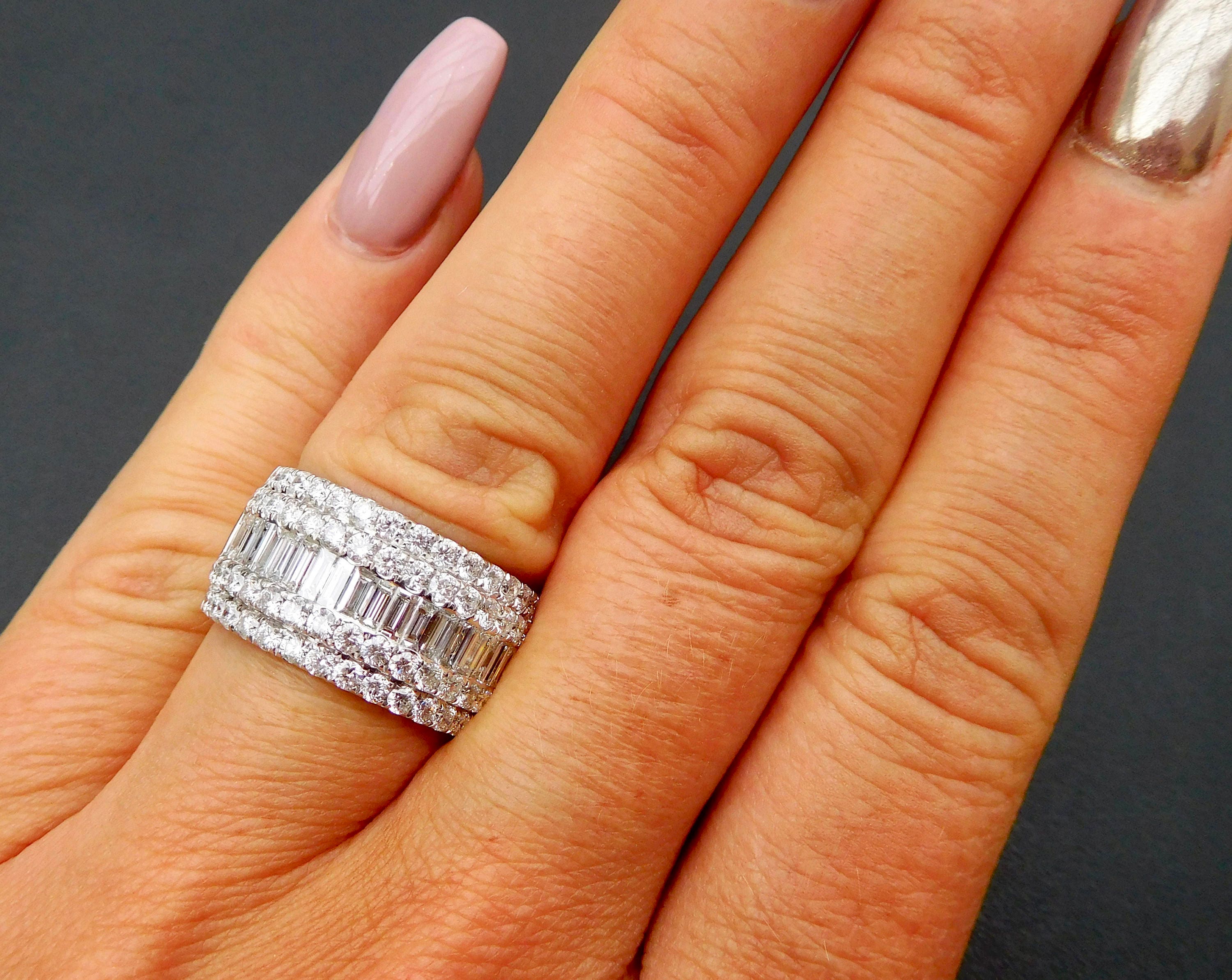 18ct white gold baguette brilliant cut diamond dress 