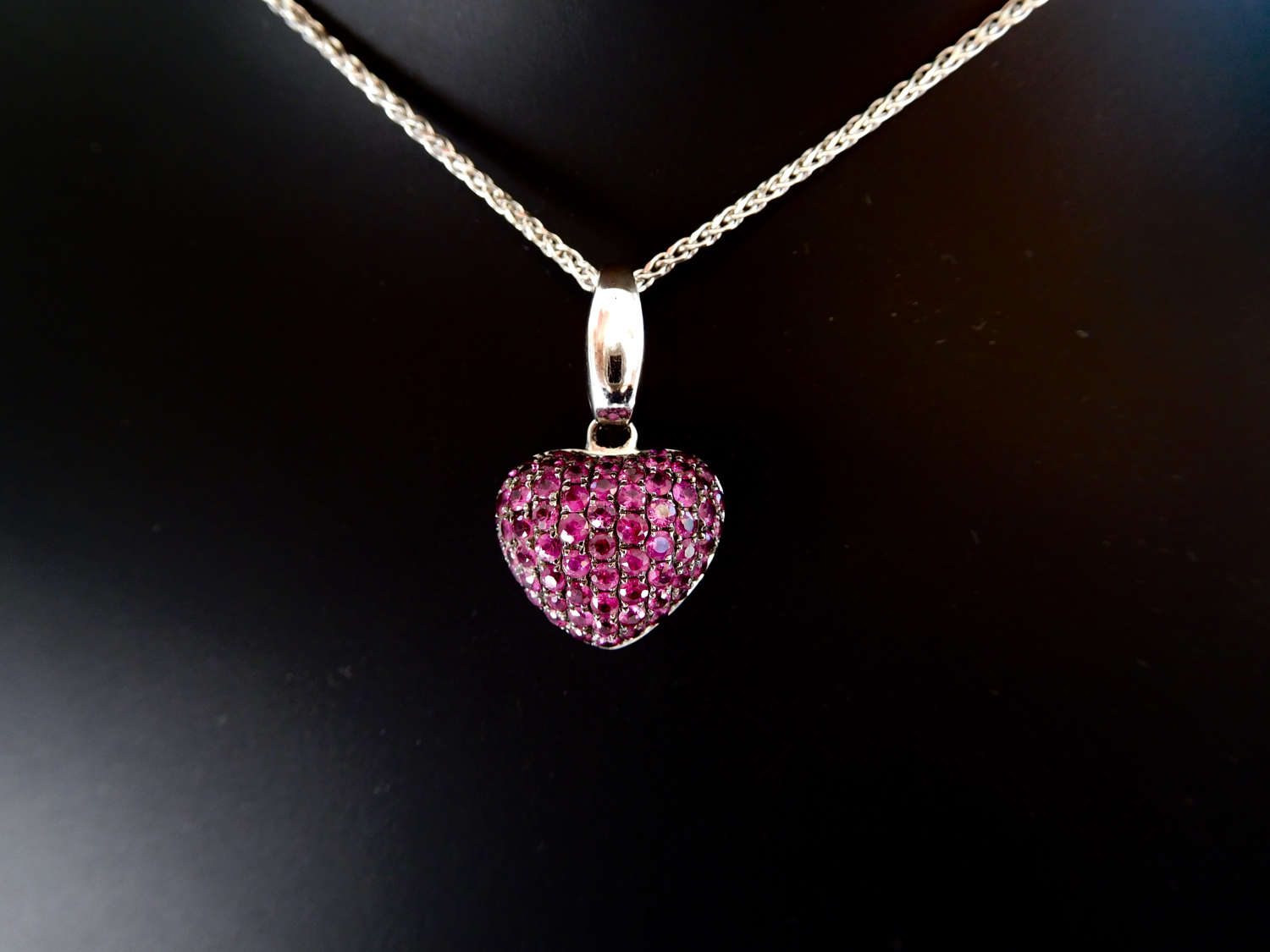 ASHLEY payment 1/6, 2 x 18ct white gold heart shaped pave set ruby