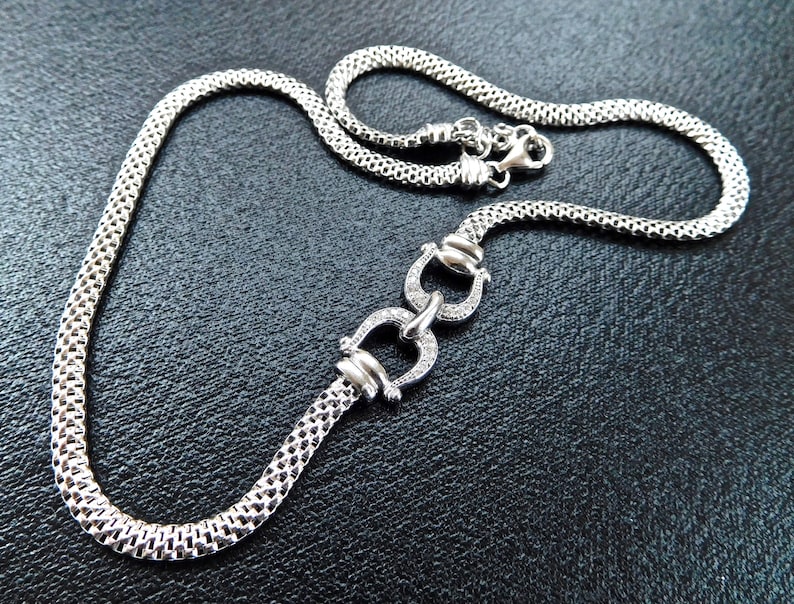 Finest diamond simulants used Sterling silver Vintage inspired silver and diamond necklace